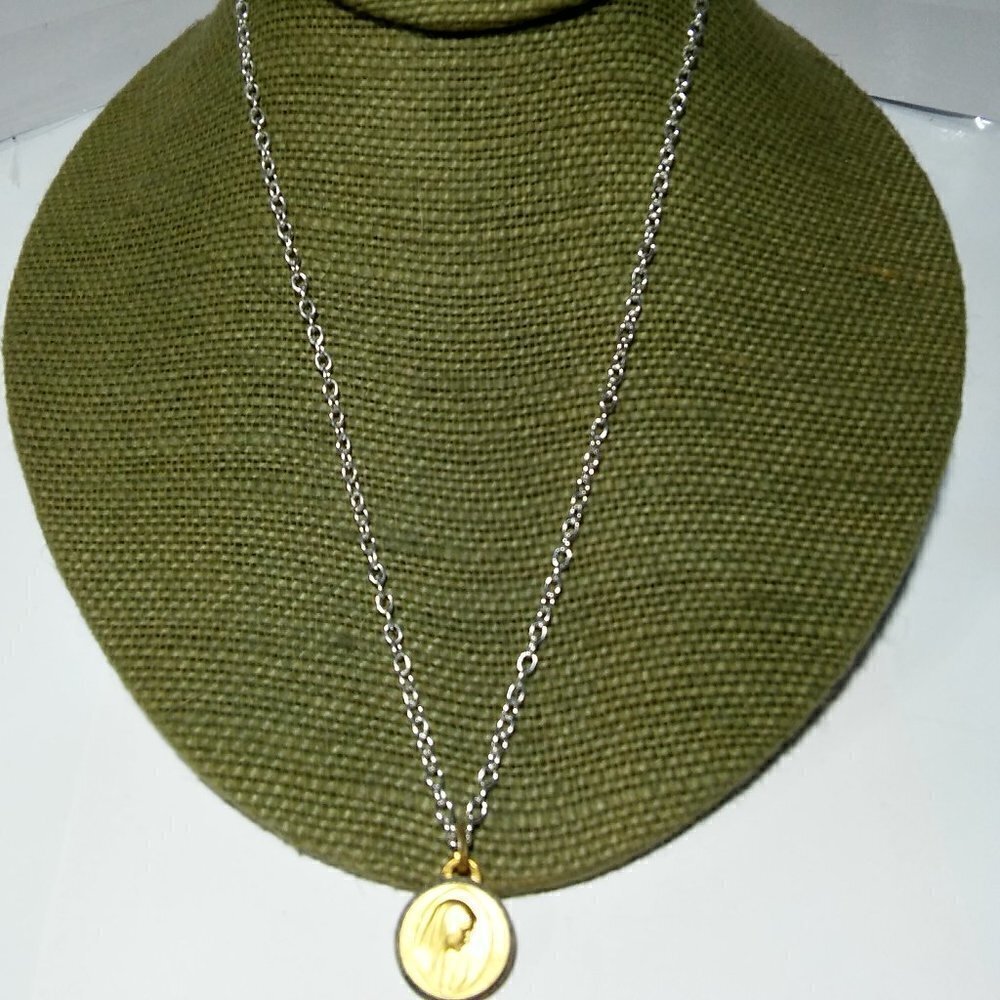 Women`s silver/gold tone "ave maria gratia plena"